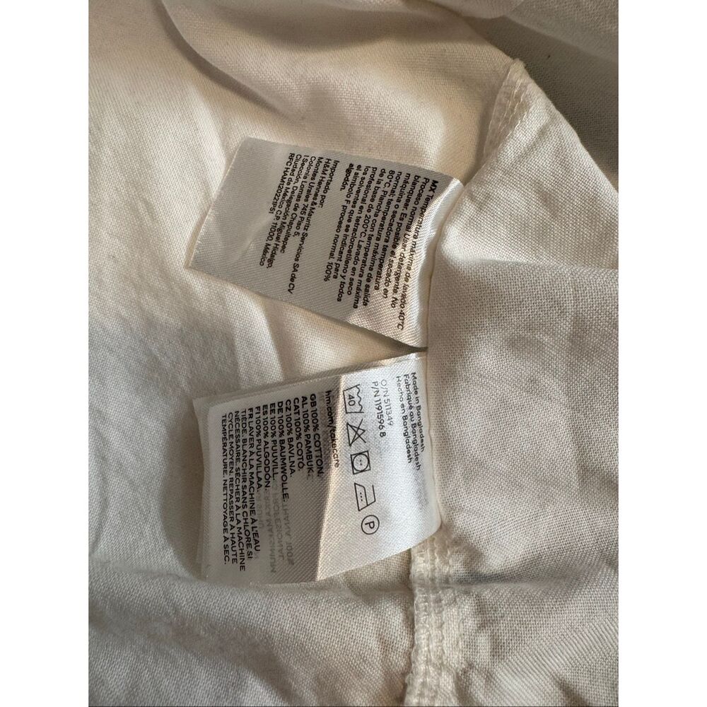 H&M Solid White Button Up Shirt Womens Size Extra Large XL Long Sleeve Cotton Bl - Picture 4 of 7